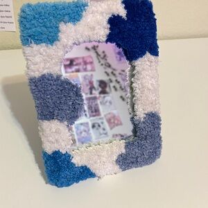 Plush Blue & White Decorative Mirror